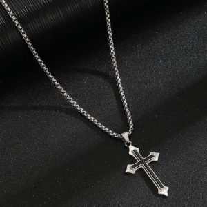 Alpha Silver Thick Chain Necklace